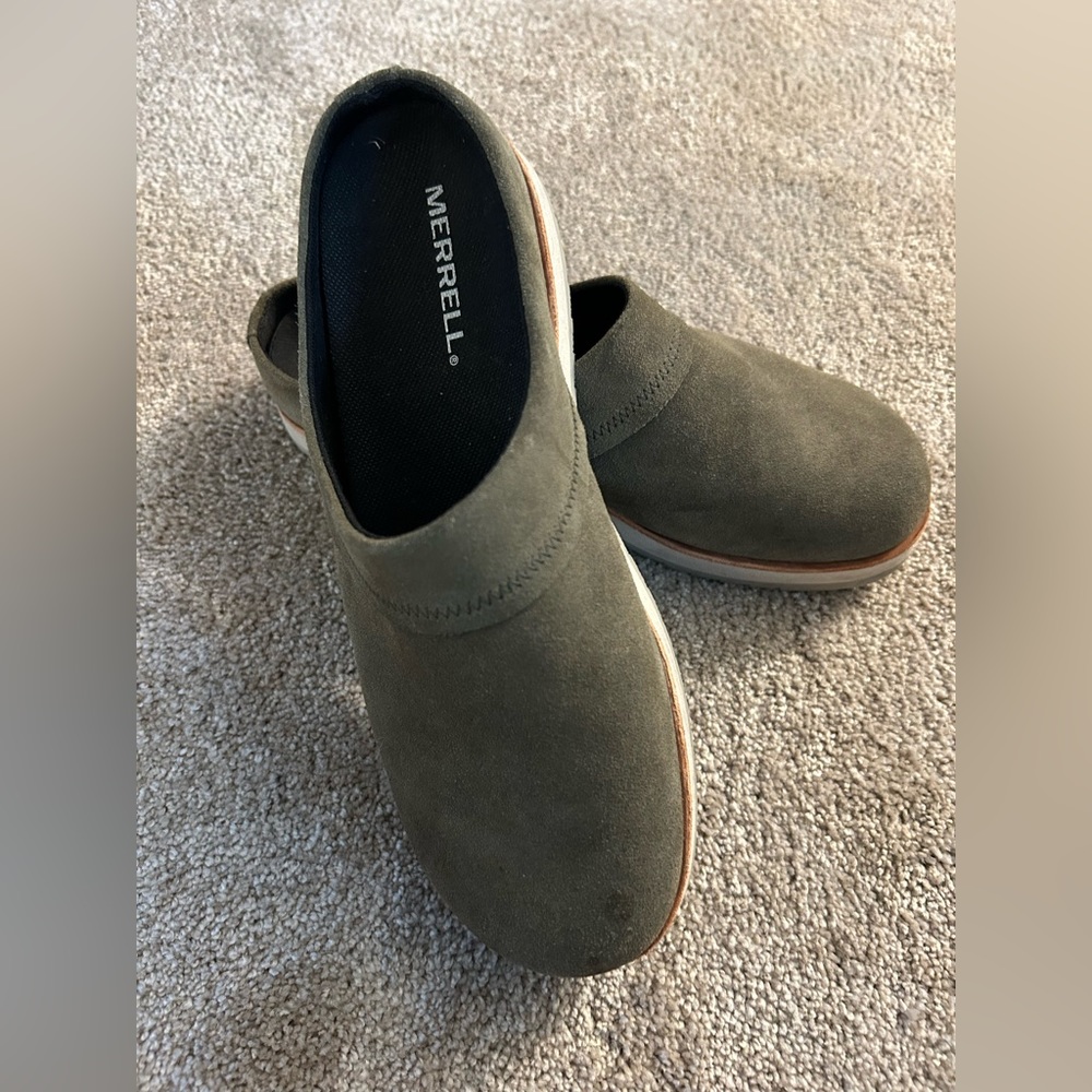 Merrell Suede Sage Green Juno Clog Size 8.5